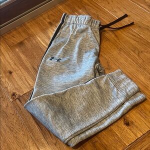 Under Armour Kids' Light Gray Heather Jogger Pants with Black Accents